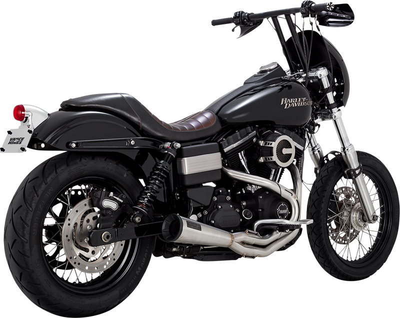 VANCE & HINES 2-into-1 Upsweep Exhaust System - Brushed - Stainless Steel - '10-'17 FXD - 27325 - PartsOutlet.com.au