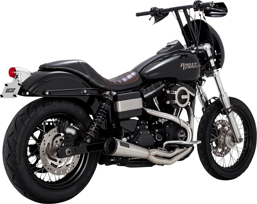 VANCE & HINES 2-into-1 Upsweep Exhaust System - Brushed - Stainless Steel - '10-'17 FXD - 27325