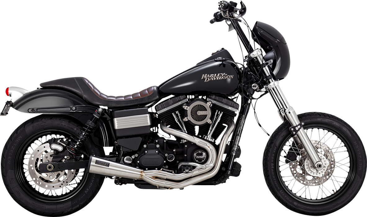 VANCE & HINES 2-into-1 Upsweep Exhaust System - Brushed - Stainless Steel - '10-'17 FXD - 27325