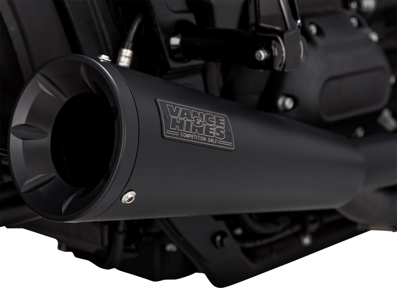 VANCE & HINES 2-into-1 Upsweep Exhaust System - Black - Stainless Steel - '18-'23 Softail - 47323 - PartsOutlet.com.au