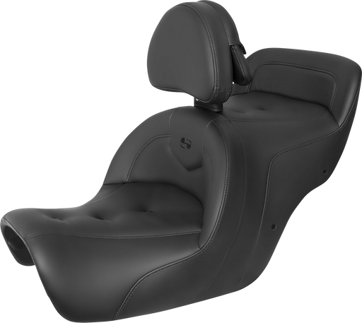 SADDLEMEN Seat - Roadsofa - With Backrest - Pillow Top - Honda GL1500 '88-'00 - Black H88-07-181BR - PartsOutlet.com.au