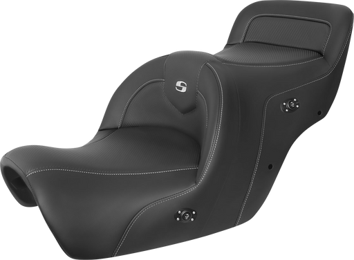 SADDLEMEN Heated Roadsofa Seat - Carbon Fiber - Honda GL1500 '88-'00 - Without Backrest - Black H88-07-185HCT - PartsOutlet.com.au