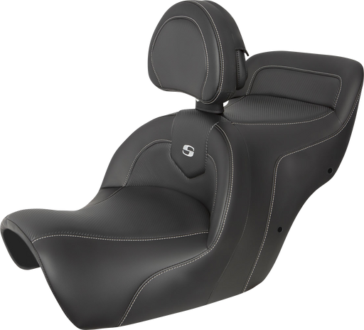 SADDLEMEN Roadsofa Seat - Carbon Fiber - Includes Backrest - Honda GL1500 '88-'00 - Black - H88-07-185BR - PartsOutlet.com.au