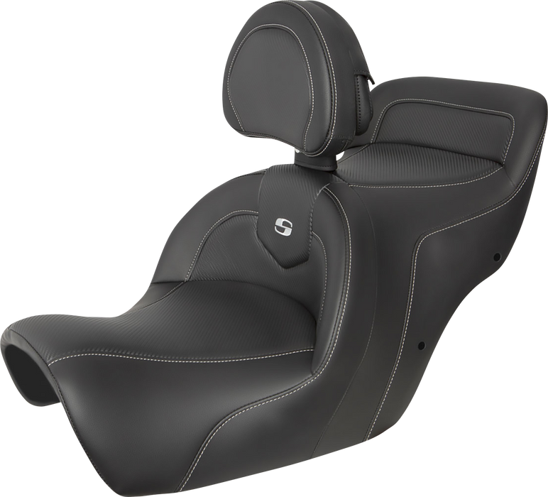 SADDLEMEN Roadsofa Seat - Carbon Fiber - Includes Backrest - Honda GL1500 '88-'00 - Black - H88-07-185BR - PartsOutlet.com.au