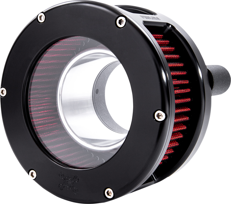 FEULING OIL PUMP CORP. Air Cleaner - BA Series - Black - Clear Cover - Red - Harley-Davidson 2017-2022 -M8 5434 - PartsOutlet.com.au