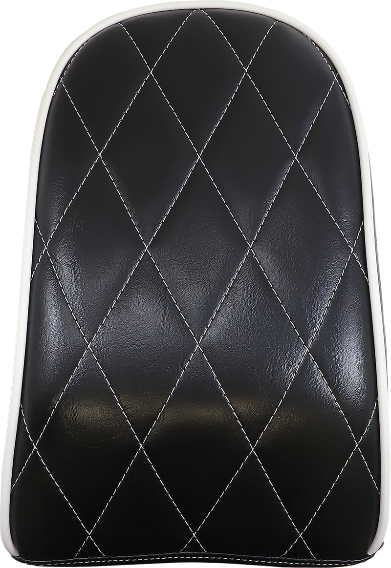 LE PERA Bare Bones Pillion Pad - Diamond - Black w/ White Stitch - FL/FX '18-'22 LYB-007PDMWTP - PartsOutlet.com.au