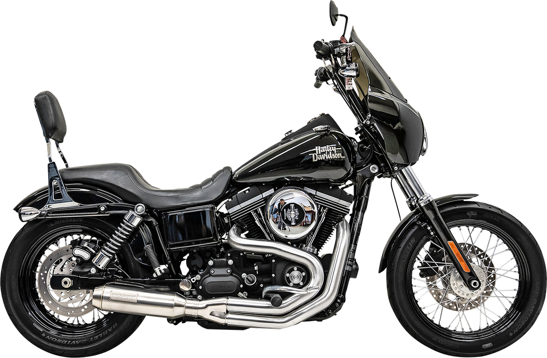 BASSANI XHAUST 2-into-1 Road Rage III Exhaust System with Super Bike Muffler - Stainless Steel - '91-'17 FXD - 1D4SS
