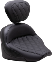 MUSTANG Solo Touring Seat - w/ Driver Backrest - Diamond Stitch - Indian Chief '22-'23 - 89740 - PartsOutlet.com.au