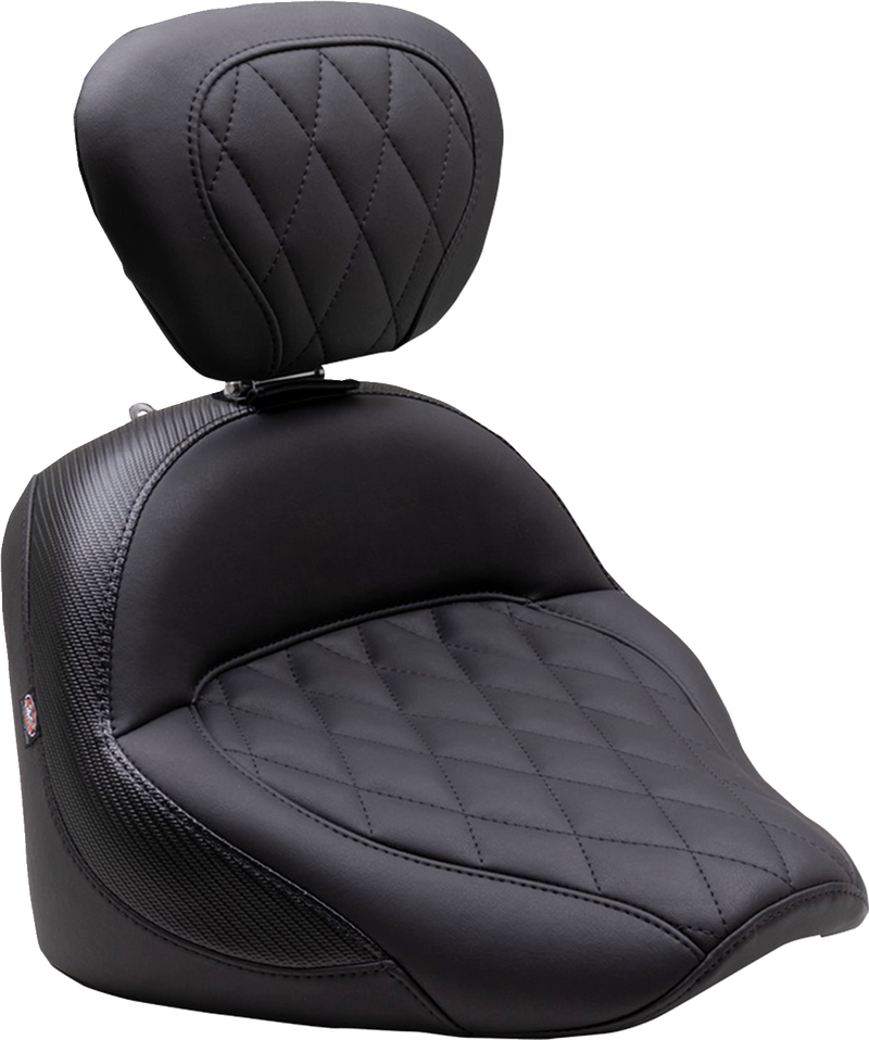 MUSTANG Solo Touring Seat - w/ Driver Backrest - Diamond Stitch - Indian Chief '22-'23 - 89740 - PartsOutlet.com.au