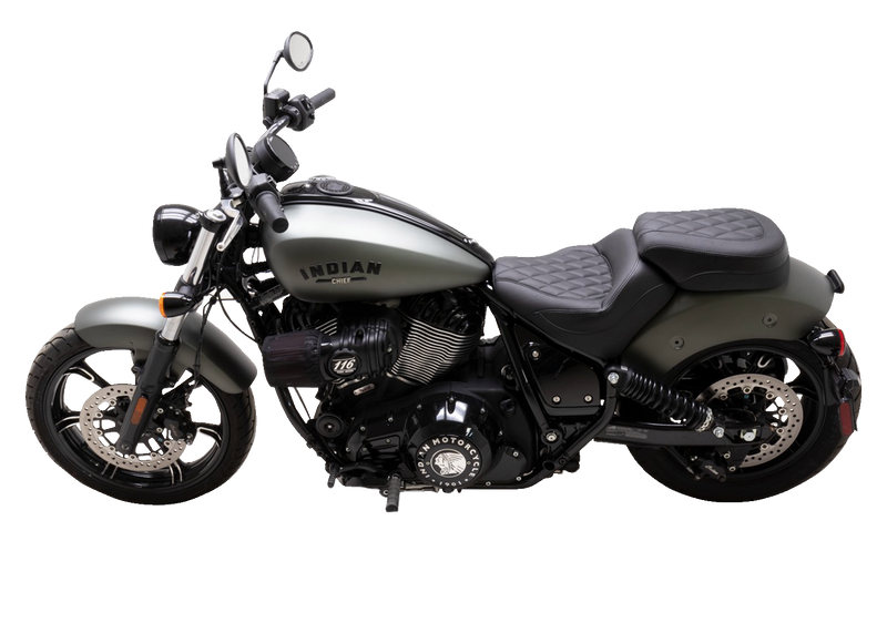 MUSTANG Solo Touring Seat - w/o Driver Backrest - Diamond Stitch - Indian Chief '22-'23 - 88203 - PartsOutlet.com.au