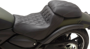 MUSTANG Squareback/Fastback Solo Seat - Black - Diamond Stitch - Kawasaki Vulcan S 650 '15-'24 - 76430 - PartsOutlet.com.au