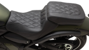 MUSTANG Squareback Seat - Passenger - Black - Diamond Stitch - Kawasaki Vulcan S '15-'24 - 76431 - PartsOutlet.com.au