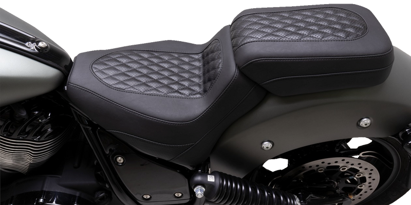 MUSTANG Squareback Seat - Passenger - Black - Diamond Stitch - Indian Chief '22-'23 - 88202 - PartsOutlet.com.au