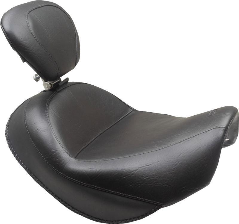 MUSTANG Wide Touring Solo Seat - Black - Plain - with Driver Backrest - C90T '15-'19 - 89206 - PartsOutlet.com.au