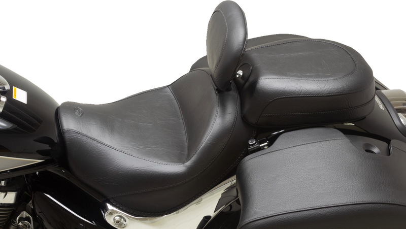 MUSTANG Wide Touring Solo Seat - Black - Plain - with Driver Backrest - C90T '15-'19 - 89206 - PartsOutlet.com.au