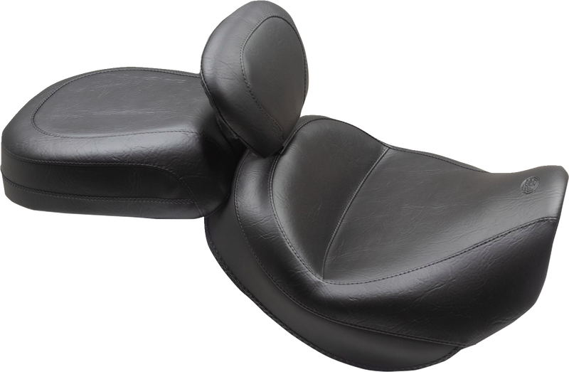 MUSTANG Wide Touring Solo Seat - Black - Plain - with Driver Backrest - C90T '15-'19 - 89206 - PartsOutlet.com.au