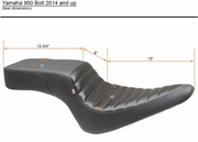 MUSTANG Squareback Seat - Black - Tuck-n-Roll - Yamaha Bolt '14-'22 - 75697 - PartsOutlet.com.au