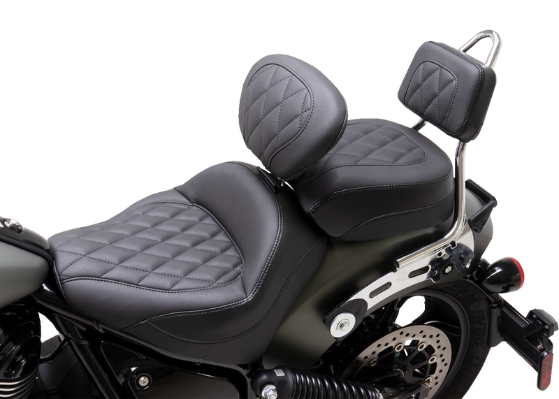 MUSTANG Touring Sissy Bar Pad - Standard - Black - Diamond Stitch - Chief '22-'23 - 88205 - PartsOutlet.com.au