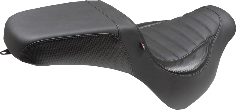 MUSTANG Squareback Seat - Black - Tuck-n-Roll - Fat Bob '18-'23 - 76005 - PartsOutlet.com.au