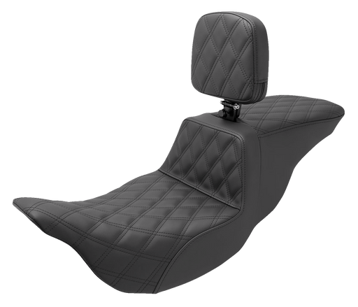 SADDLEMEN Tour Step Up Seat - Rider Backrest - Full Lattice Stitch - FL '08-'23 - 808-07B-195BR - PartsOutlet.com.au