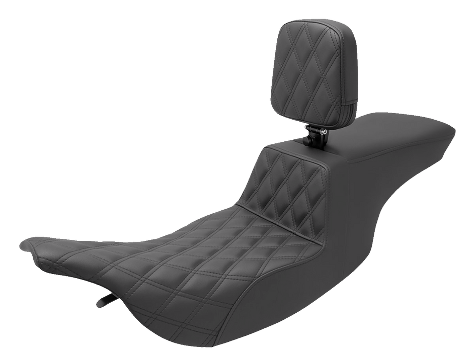 SADDLEMEN Tour Step Up Seat - Rider Backrest - Front Lattice Stitch - FL '97-'07 - 897-07-192BR - PartsOutlet.com.au