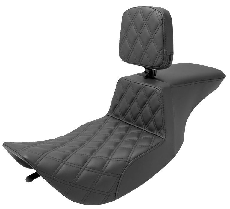 SADDLEMEN Tour Step Up Seat - Rider Backrest - Front Lattice Stitch - FLHR/FLHX '97-'07 - 897-06-192BR - PartsOutlet.com.au