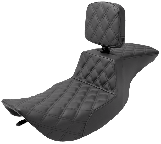 SADDLEMEN Tour Step Up Seat - Rider Backrest - Full Lattice Stitch - FLHR/FLHX '97-'07 - 897-06-195BR - PartsOutlet.com.au