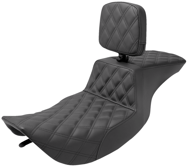 SADDLEMEN Tour Step Up Seat - Rider Backrest - Full Lattice Stitch - FLHR/FLHX '97-'07 - 897-06-195BR - PartsOutlet.com.au