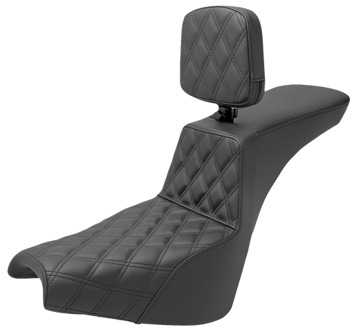 SADDLEMEN Tour Step Up Seat - Rider Backrest - Front Lattice Stitch - FXBB/FXST '18-'23 - 818-30-192BR - PartsOutlet.com.au