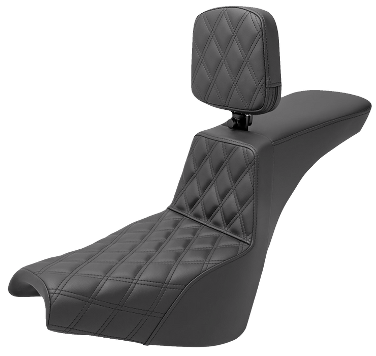 SADDLEMEN Tour Step Up Seat - Rider Backrest - Front Lattice Stitch - FXBB/FXST '18-'23 - 818-30-192BR - PartsOutlet.com.au