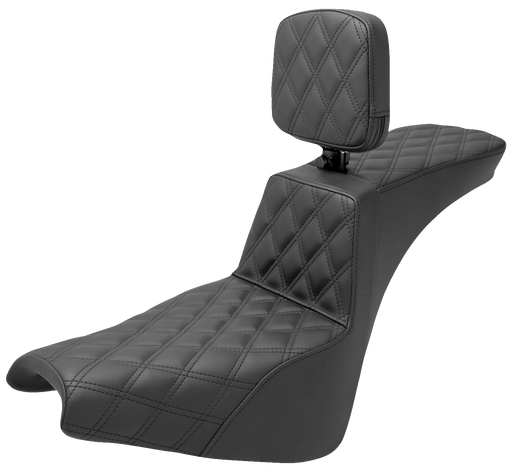 SADDLEMEN Tour Step Up Seat - Rider Backrest - Full Lattice Stitch - FXBB/FXST '18-'24 - 818-30-195BR - PartsOutlet.com.au