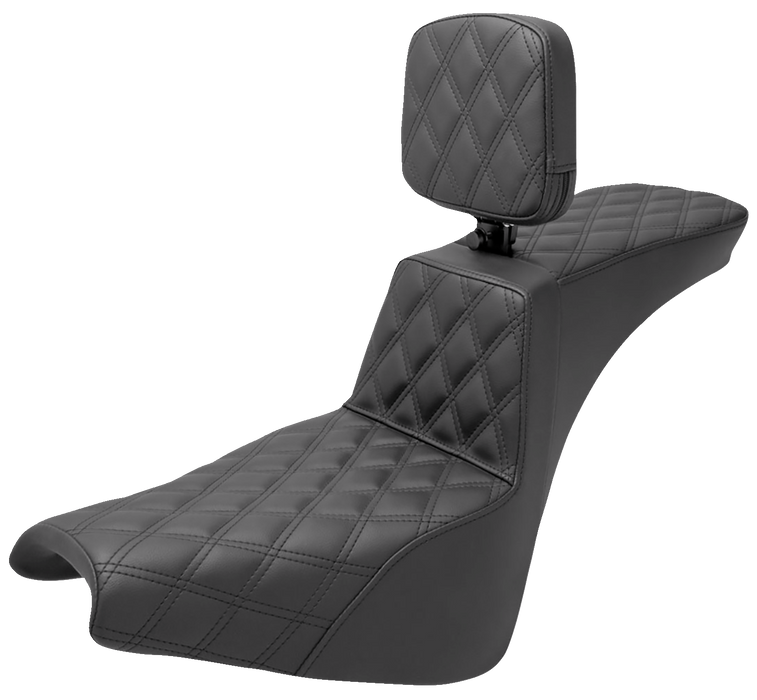 SADDLEMEN Tour Step Up Seat - Rider Backrest - Full Lattice Stitch - FXBB/FXST '18-'24 - 818-30-195BR - PartsOutlet.com.au