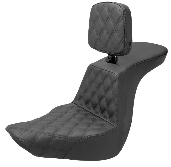 SADDLEMEN Tour Step Up Seat - Rider Backrest - Front Lattice Stitch - 18+ Low Rider / Sport Glide - 818-29-192BR - PartsOutlet.com.au