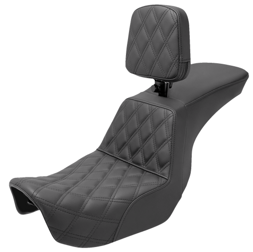 SADDLEMEN Tour Step Up Seat - Rider Backrest - Front Lattice Stitch - Dyna '06-'17 - 806-04-192BR - PartsOutlet.com.au