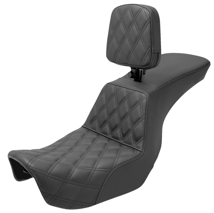 SADDLEMEN Tour Step Up Seat - Rider Backrest - Front Lattice Stitch - Dyna '06-'17 - 806-04-192BR - PartsOutlet.com.au