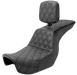 SADDLEMEN Tour Step Up Seat - Rider Backrest - Full Lattice Stitch - Dyna '06-'17 806-04-195BR - PartsOutlet.com.au