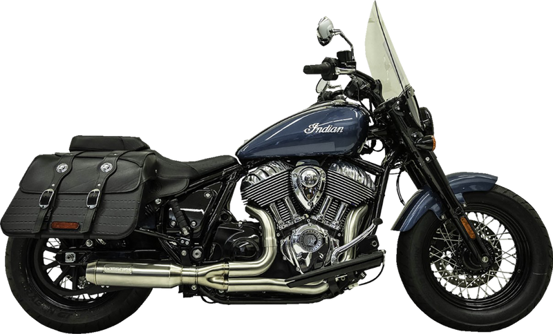 BASSANI XHAUST 2-into-1 Exhaust System with Super Bike Muffler - '22+ Indian Chief -Stainless Steel - 8H12SS - PartsOutlet.com.au