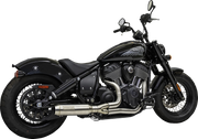 BASSANI XHAUST 2-into-1 Exhaust System with Super Bike Muffler - '22+ Indian Chief -Stainless Steel - 8H12SS - PartsOutlet.com.au