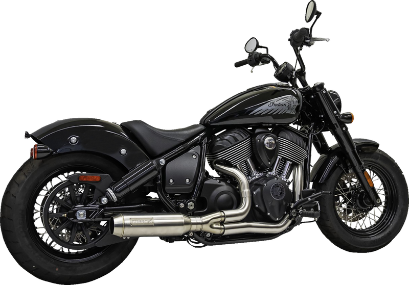 BASSANI XHAUST 2-into-1 Exhaust System with Super Bike Muffler - '22+ Indian Chief -Stainless Steel - 8H12SS - PartsOutlet.com.au