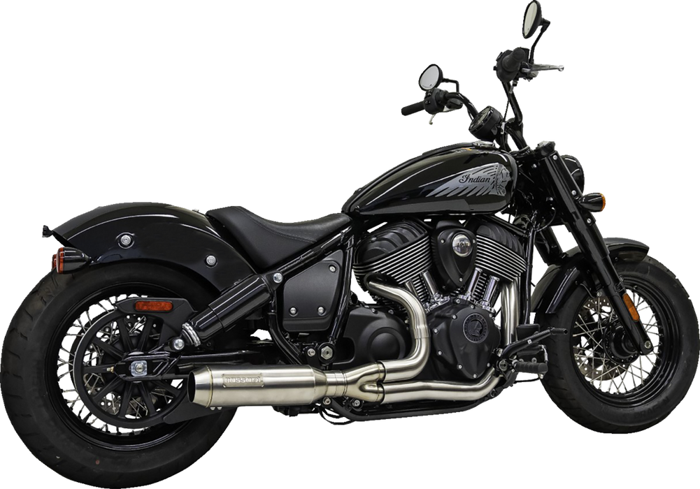 BASSANI XHAUST 2-into-1 Exhaust System with Super Bike Muffler - '22+ Indian Chief -Stainless Steel - 8H12SS
