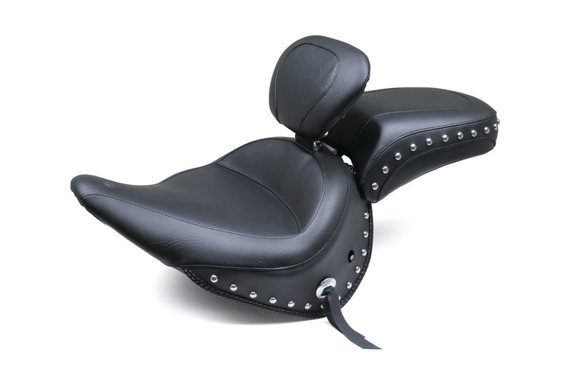 MUSTANG Wide Rear Seat - Studded - Harley-Davidson 2005-2017 - Deluxe 76235 - PartsOutlet.com.au