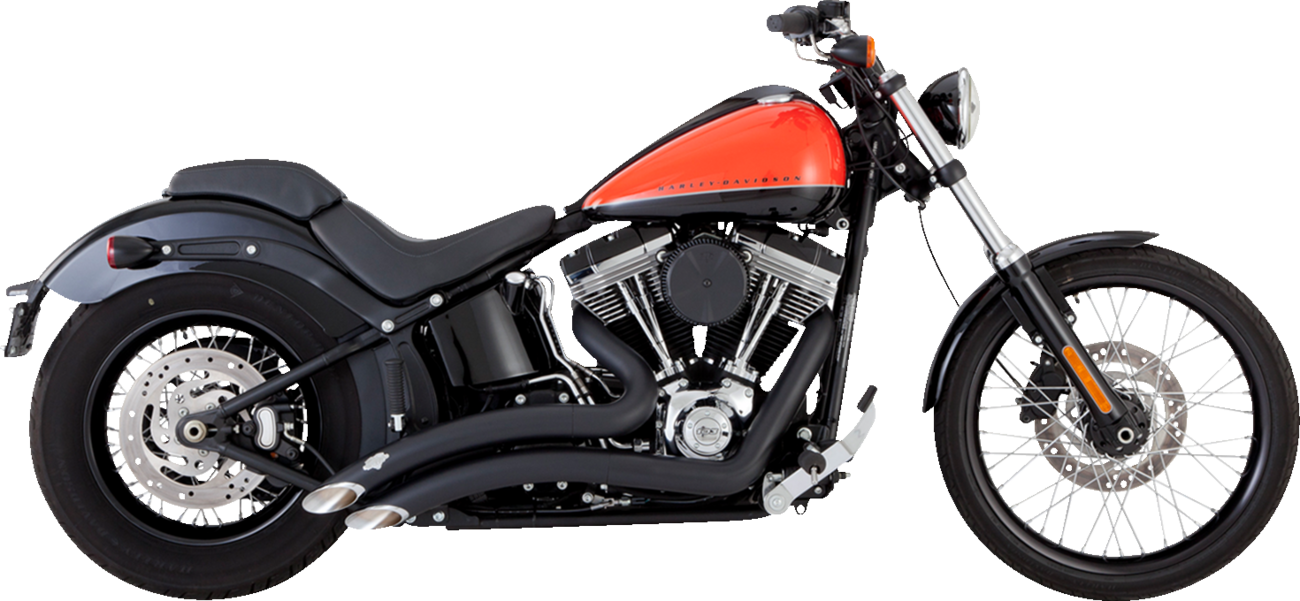 VANCE & HINES 2-into-2 Big Radius Exhaust System - Matte Black - Harley-Davidson 1986-2009 - 46079