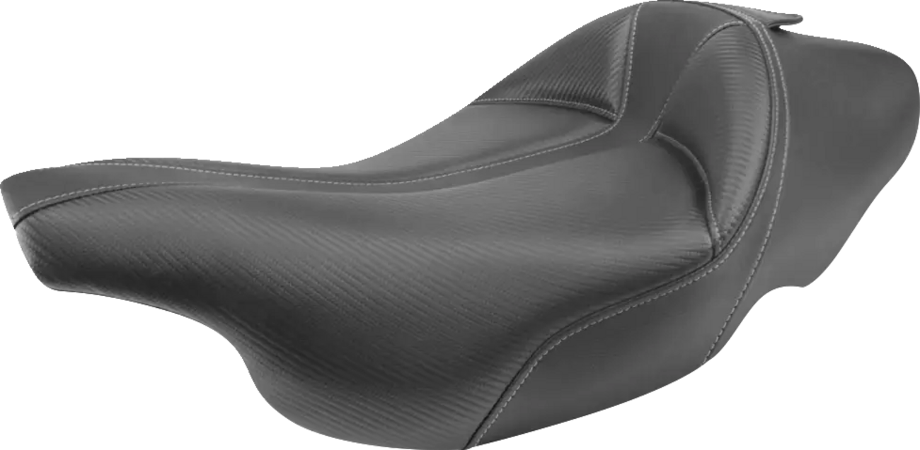 SADDLEMEN Dominator Solo Seat - Extended Reach - Stitched - Black w/ Gray Stitching - FLHT/FLTR '97-'07 - 897-07-0042 - PartsOutlet.com.au