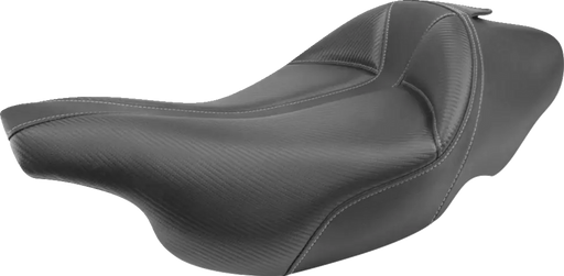 SADDLEMEN Dominator Solo Seat - Extended Reach - Stitched - Black w/ Gray Stitching - FLHT/FLTR '97-'07 - 897-07-0042 - PartsOutlet.com.au