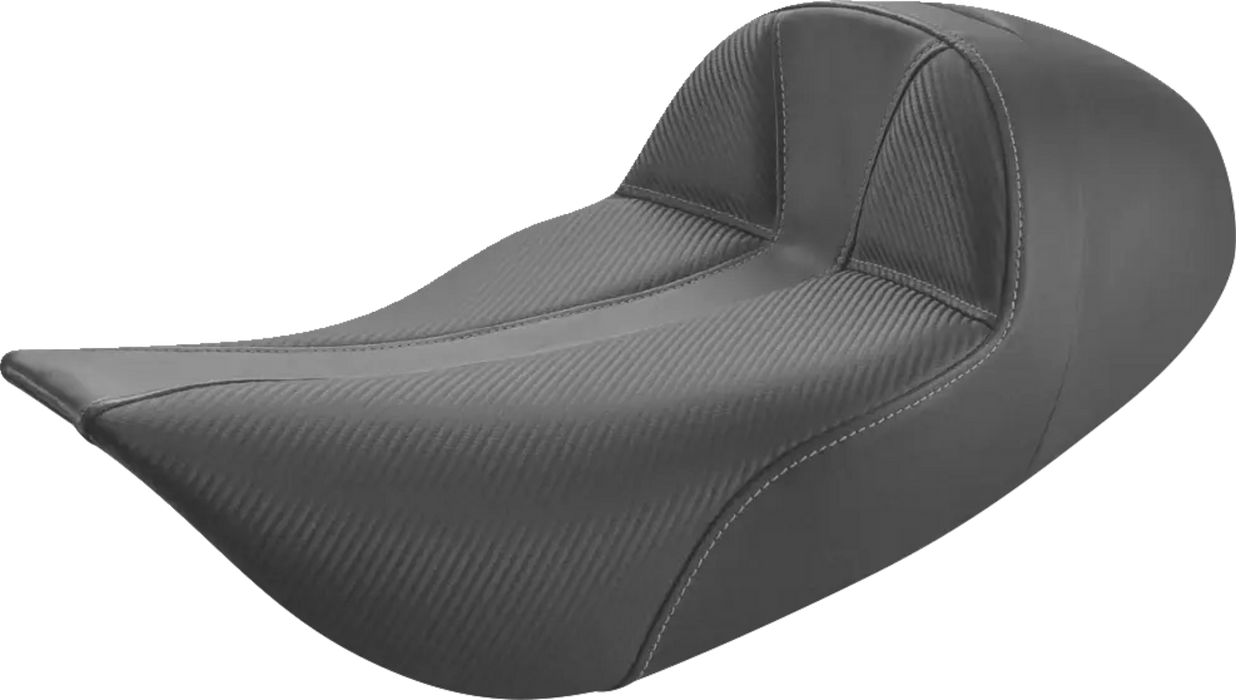 SADDLEMEN Dominator Solo Seat - Extended Reach - Stitched - Black w/ Gray Stitching - FLHR/FLHX '97-'07 897-06-0042