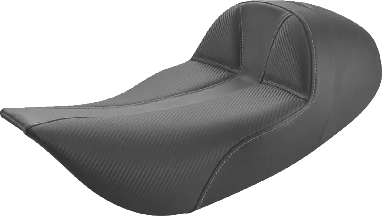 SADDLEMEN Dominator Solo Seat -Stitched - Black w/ Gray Stitching - FLHR/FLHX '97-'07 897-06-0042 - PartsOutlet.com.au