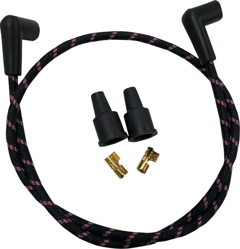 DRAG SPECIALTIES Plug Wires - Braided - Black/Pink 40170 - PartsOutlet.com.au