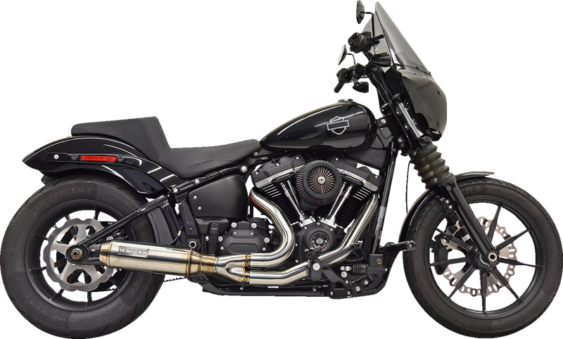 BASSANI XHAUST 2-into-1 Super Bike Exhaust with 4" Muffler - Stainless Steel - '18-'24 Softail - 1S77SS