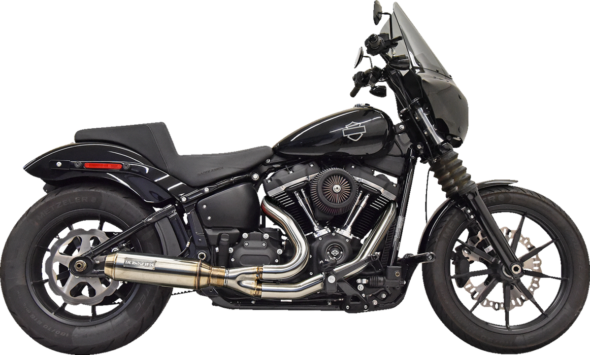 BASSANI XHAUST 2-into-1 Super Bike Exhaust with 4" Muffler - Stainless Steel - '18-'23 Softail - 1S77SS