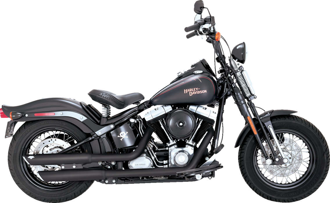 VANCE & HINES 3" Twin Slash Slip-On Mufflers - Black - '07-'09 Softail - 46842